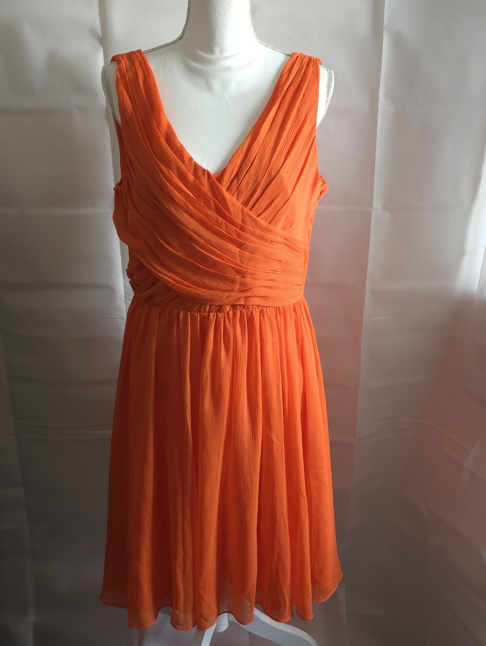 H&M Classic Orange V-Neck Chiffon Dress